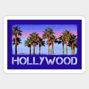 Hollywood, California Palm Trees - Cool Retro '80s pastel design Sticker